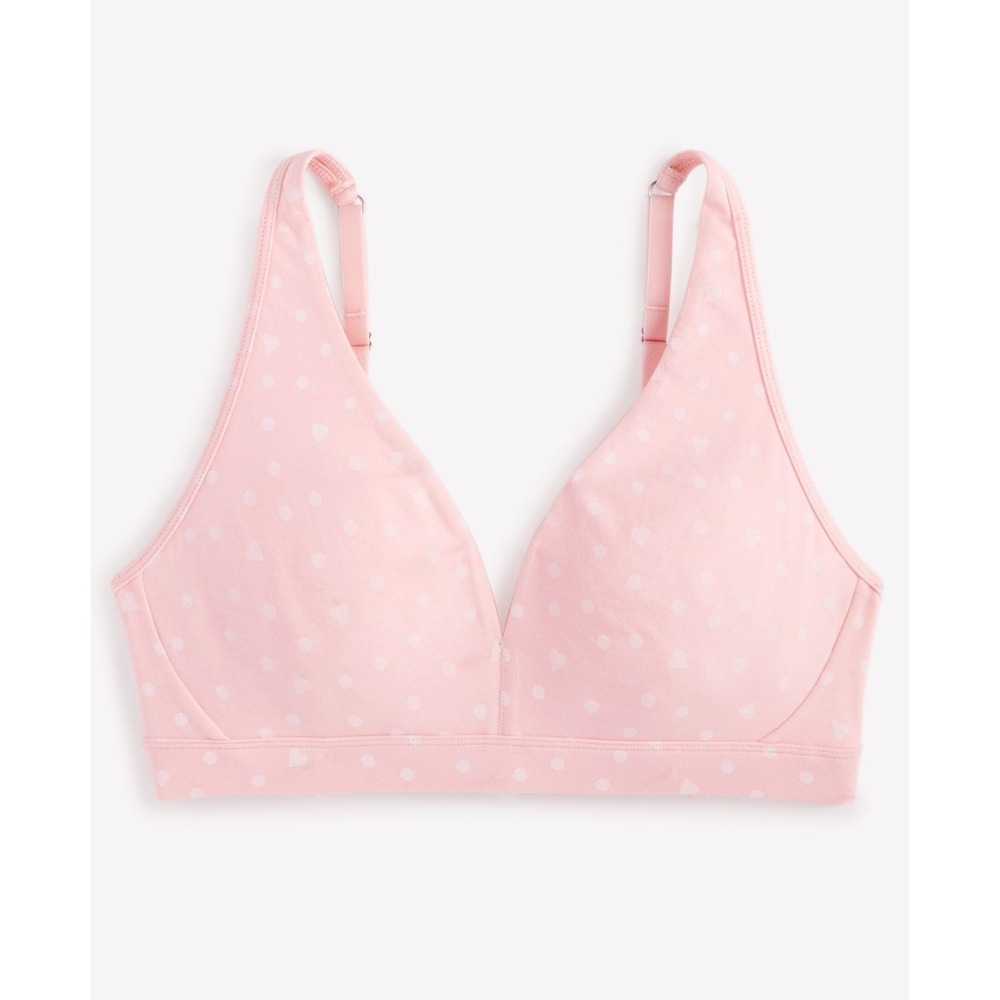 State of Day Women's Cotton Blend Bralette, Size Small - Dot Heart Pink